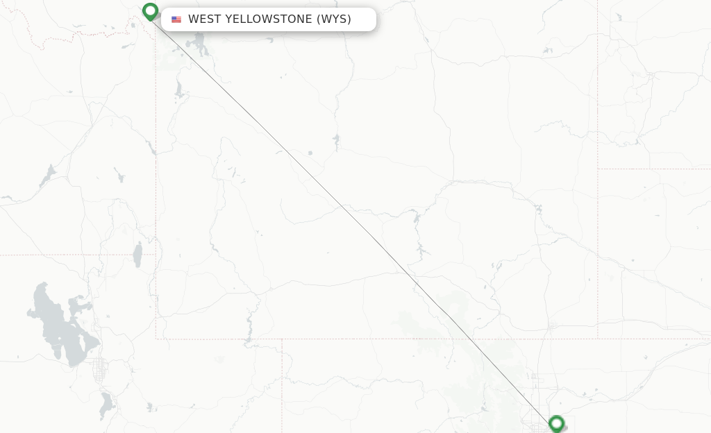Route map with flights from West Yellowstone with United