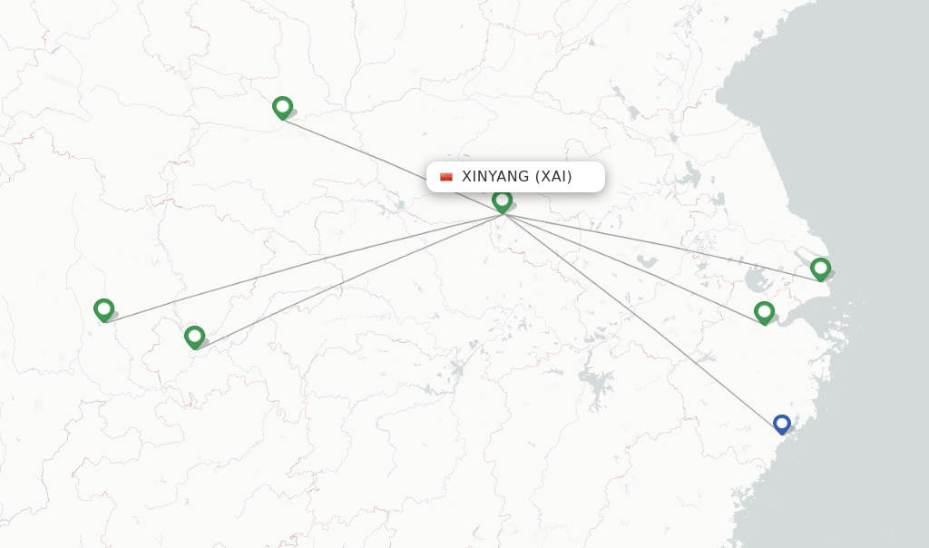 Route map with flights from Xinyang with China Eastern
