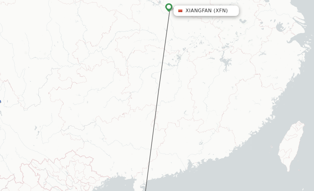 Flights from Xiangyang to Haikou route map