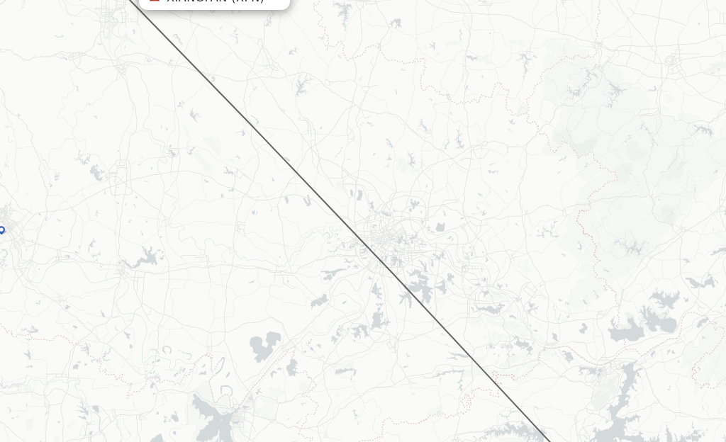 Flights from Xiangyang to Nanchang route map