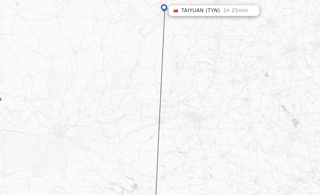 Flights from Xiangyang to Taiyuan route map