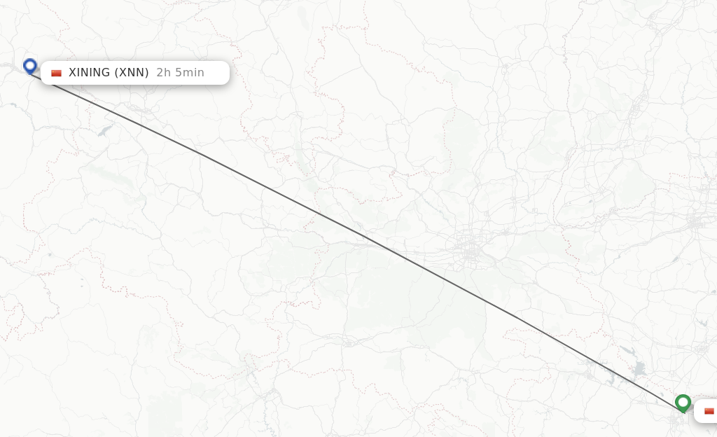 Flights from Xiangyang to Xining route map