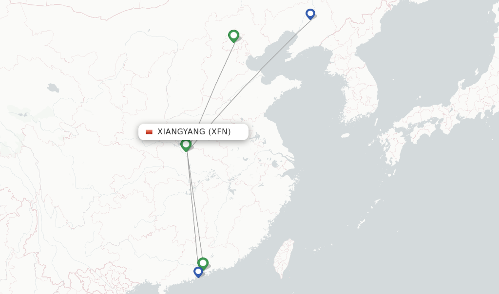 Route map with flights from Xiangyang with Shenzhen Airlines