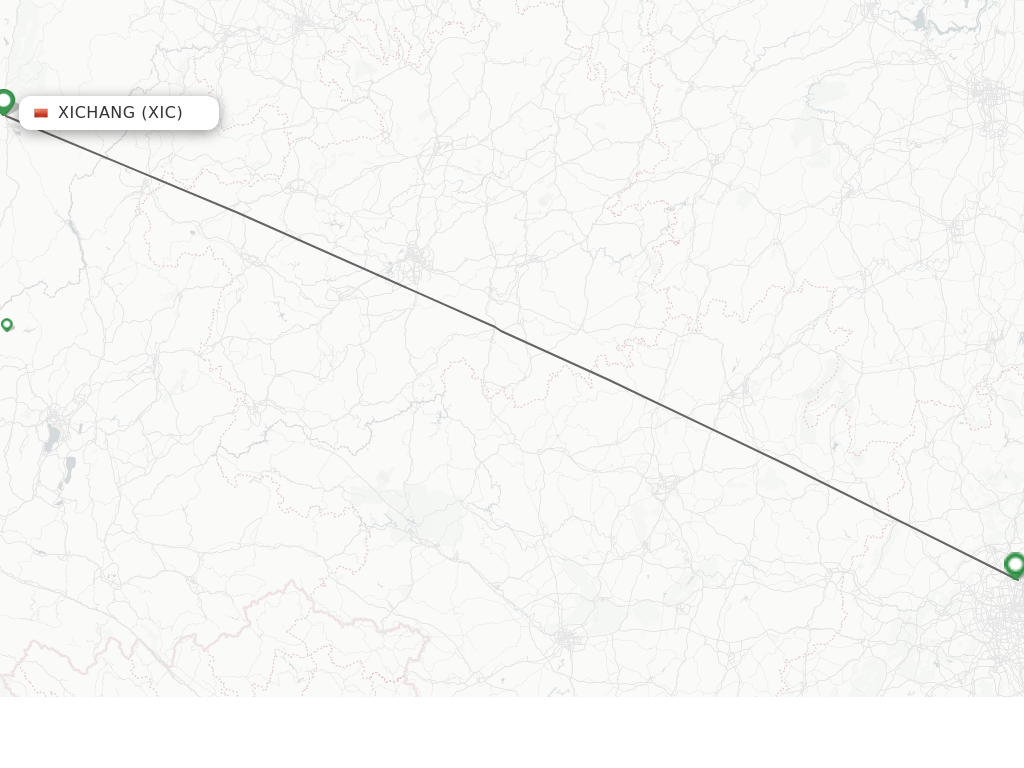 Flights from Xichang to Guangzhou route map