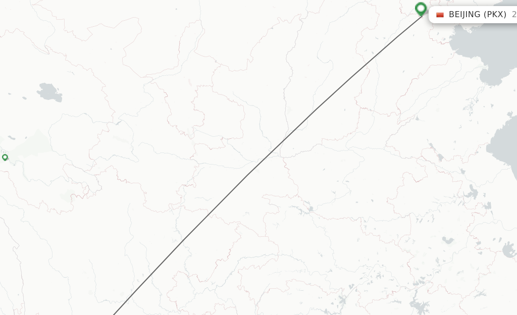 Flights from Xichang to Beijing route map