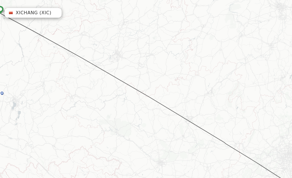 Flights from Xichang to Zhuhai route map