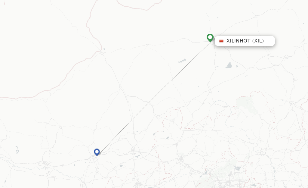 Route map with flights from Xilinhot with Genghis Khan Airlines