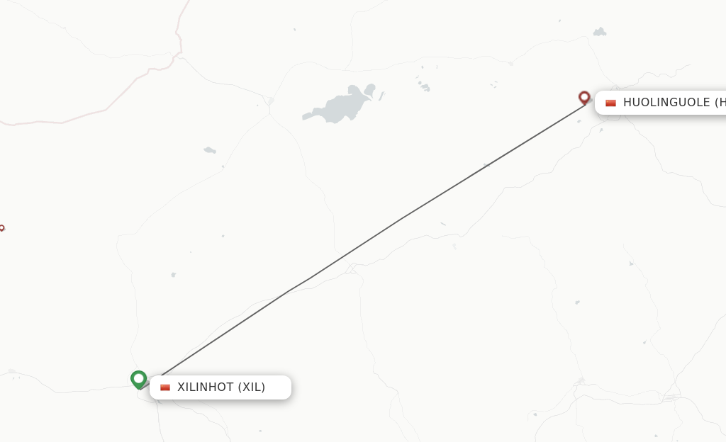 Flights from Xilinhot to Huolinguole route map
