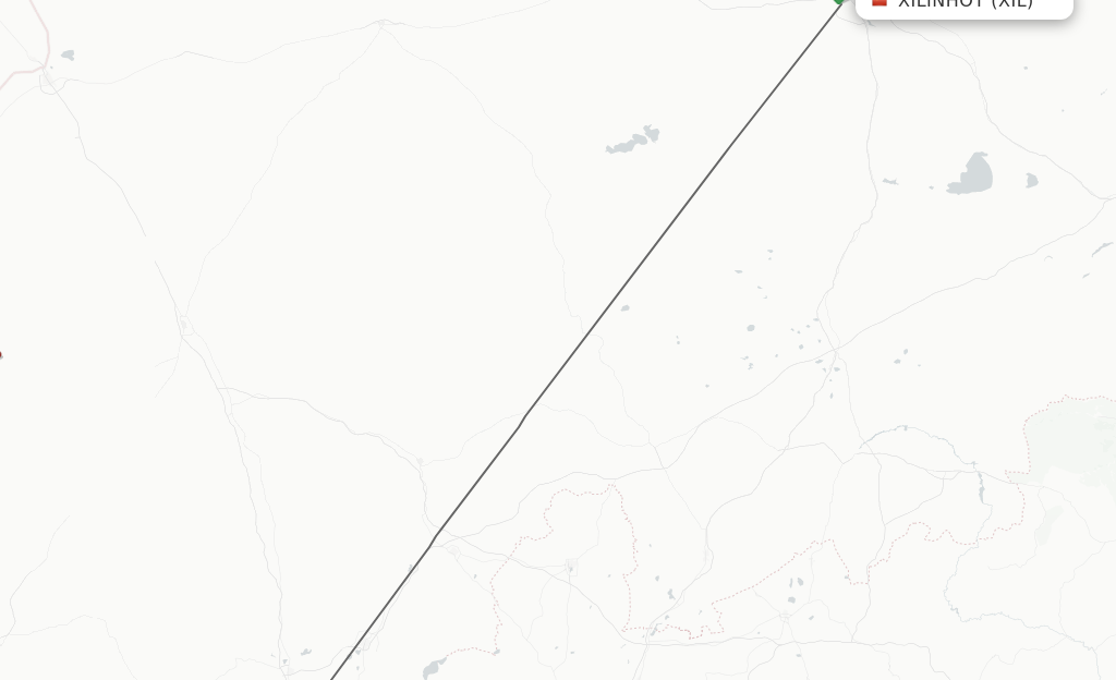 Flights from Xilinhot to Ulanqab route map