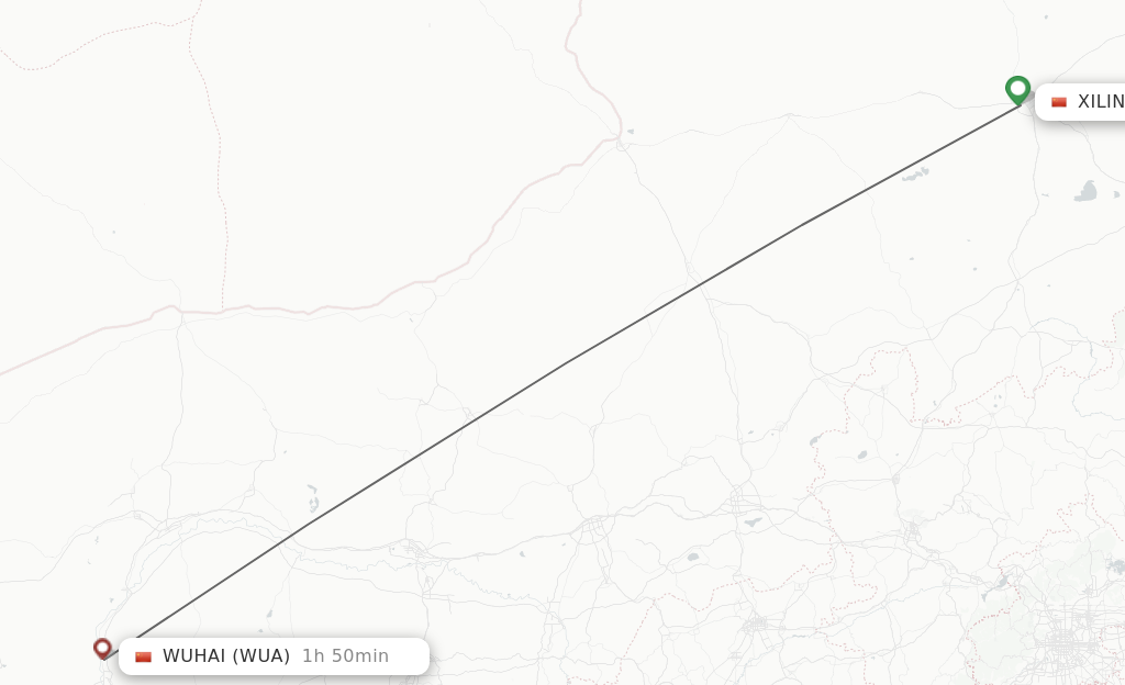 Flights from Xilinhot to Wu Hai route map