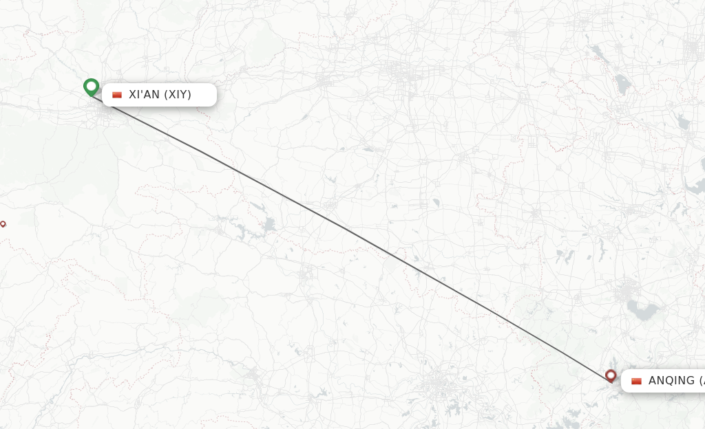 Flights from Xian to Anqing route map