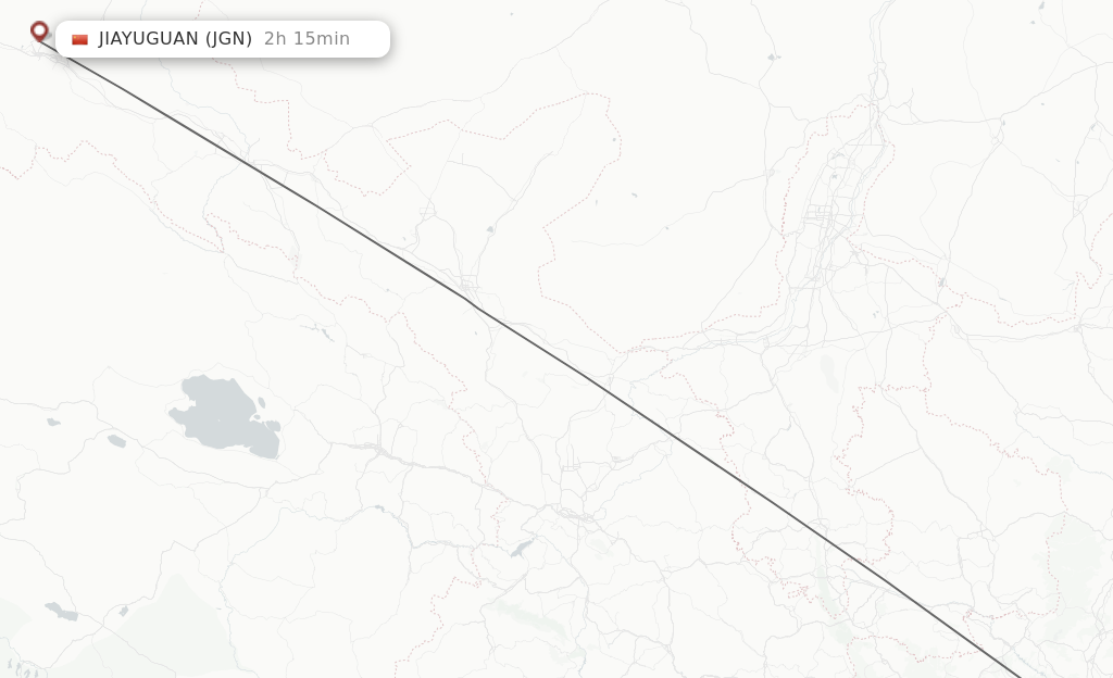 Flights from Xian to Jiayuguan route map