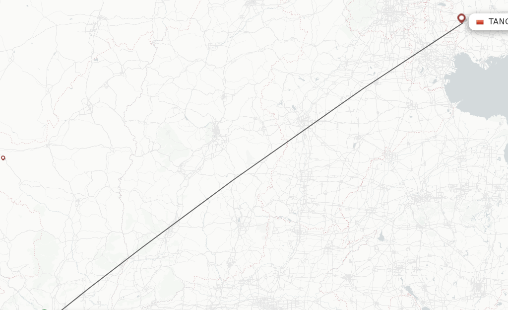Flights from Xian to Tangshan route map