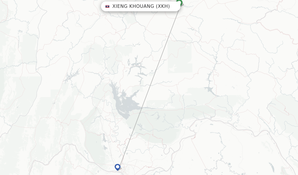 Route map with flights from Xieng Khouang with Lao Airlines