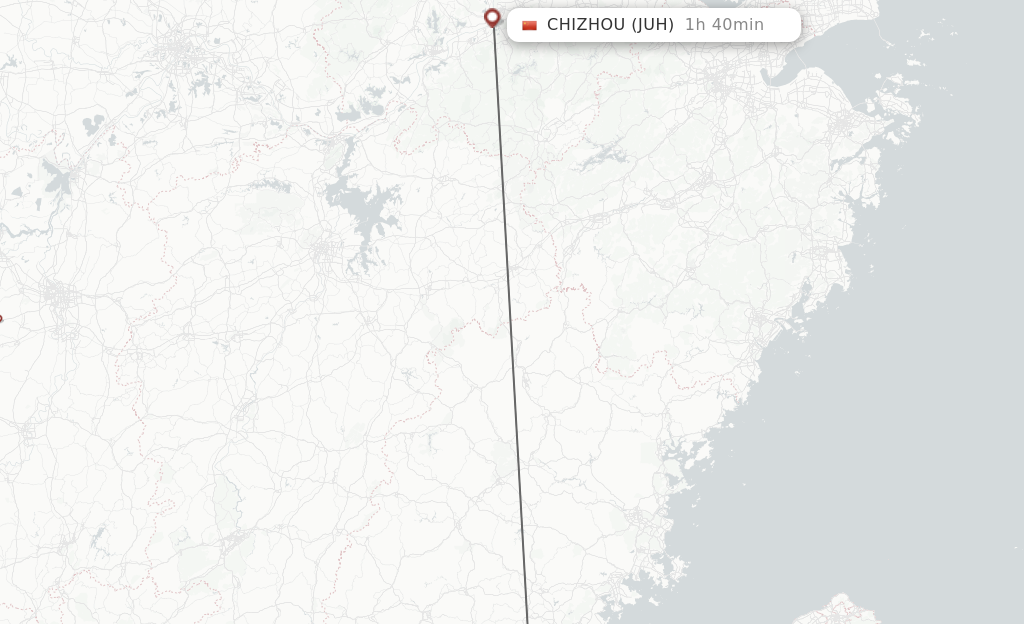Flights from Xiamen to Chizhou route map