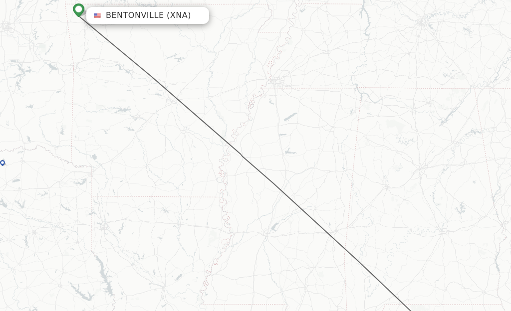 Flights from Bentonville to Fort Walton Beach route map