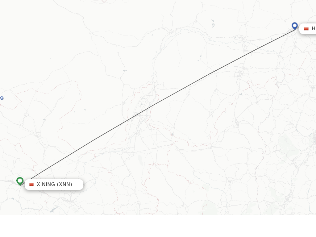 Flights from Xining to Hohhot route map