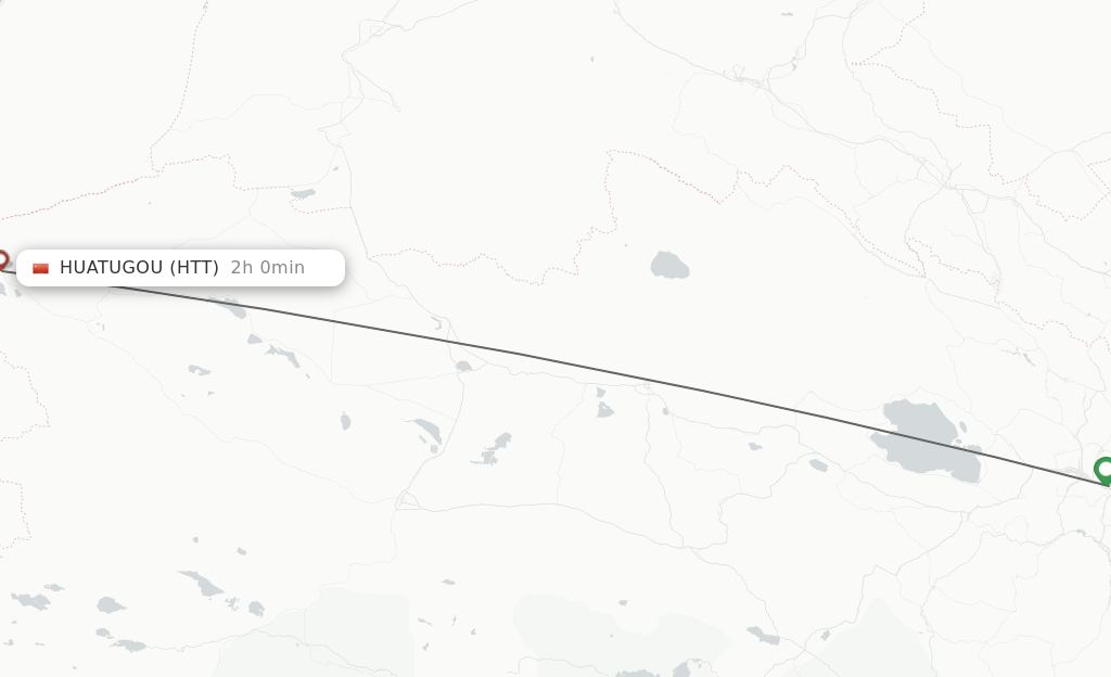 Flights from Xining to Huatugou route map