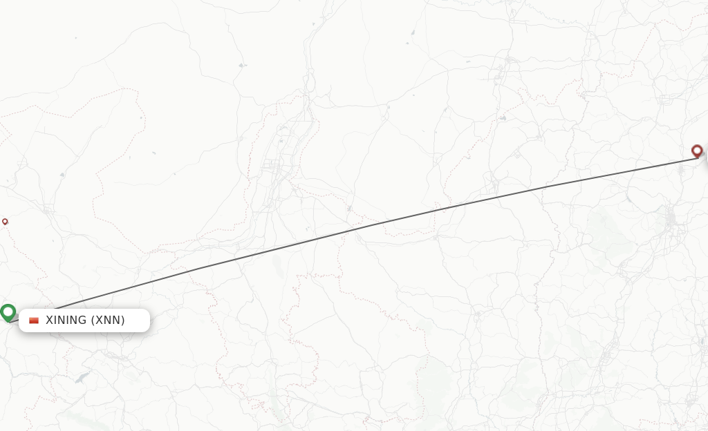 Flights from Xining to Xinzhou route map