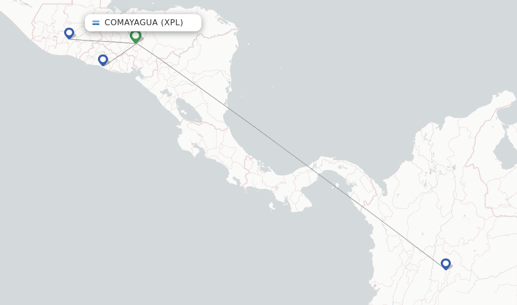 Route map with flights from Comayagua with AVIANCA