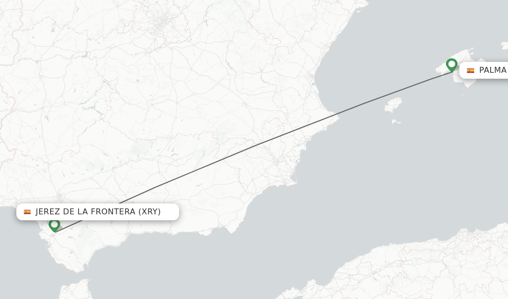 Flights from Jerez De La Frontera to Palma de Mallorca route map