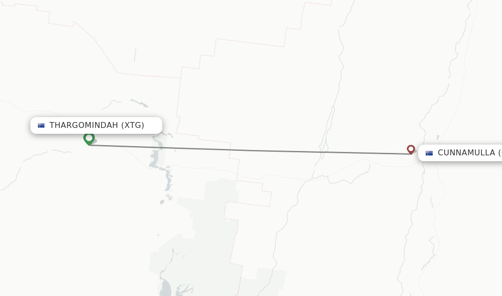 Flights from Thargomindah to Cunnamulla route map