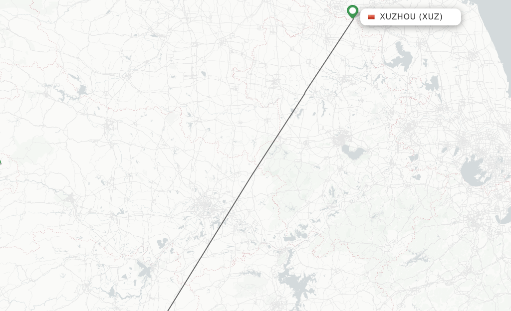 Flights from Xuzhou to Changsha route map