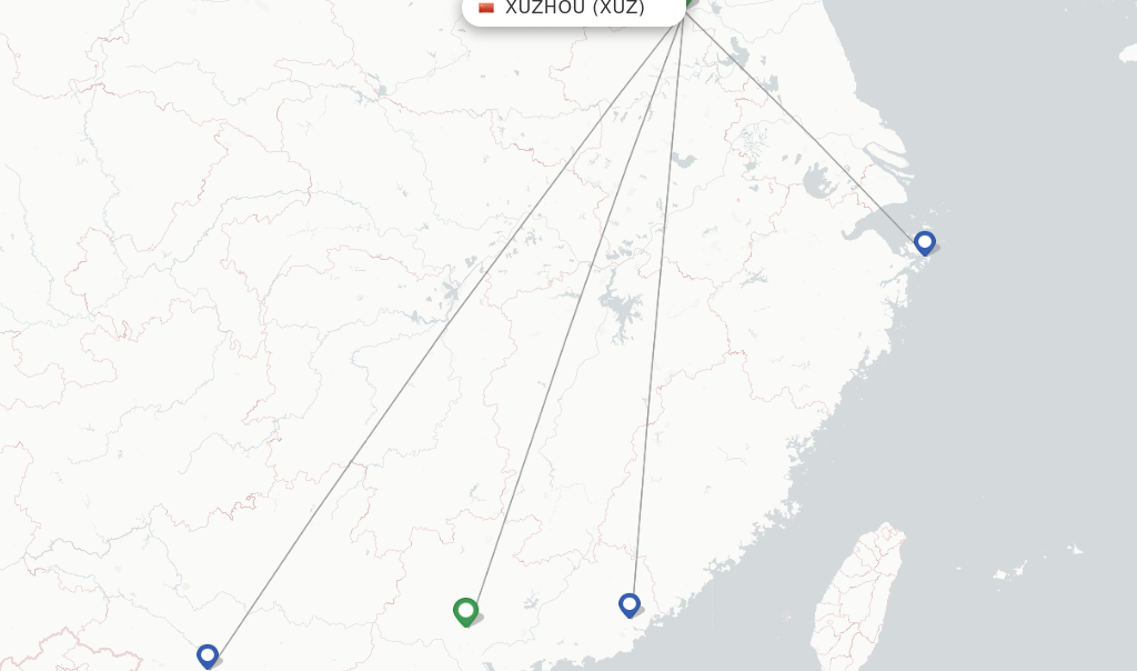 Route map with flights from Xuzhou with China Southern