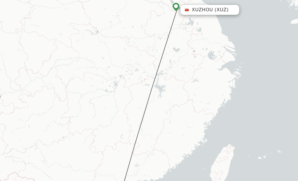 Flights from Xuzhou to Zhuhai route map