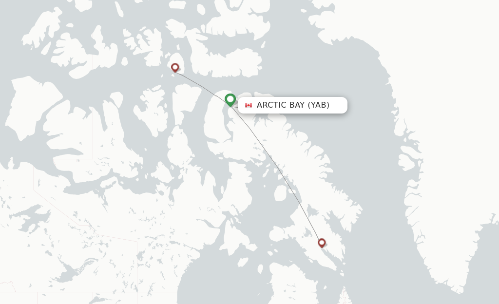 Route map with flights from Arctic Bay with Canadian North