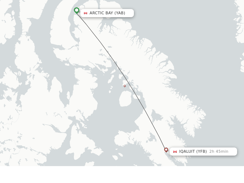 Flights from Arctic Bay to Iqaluit route map
