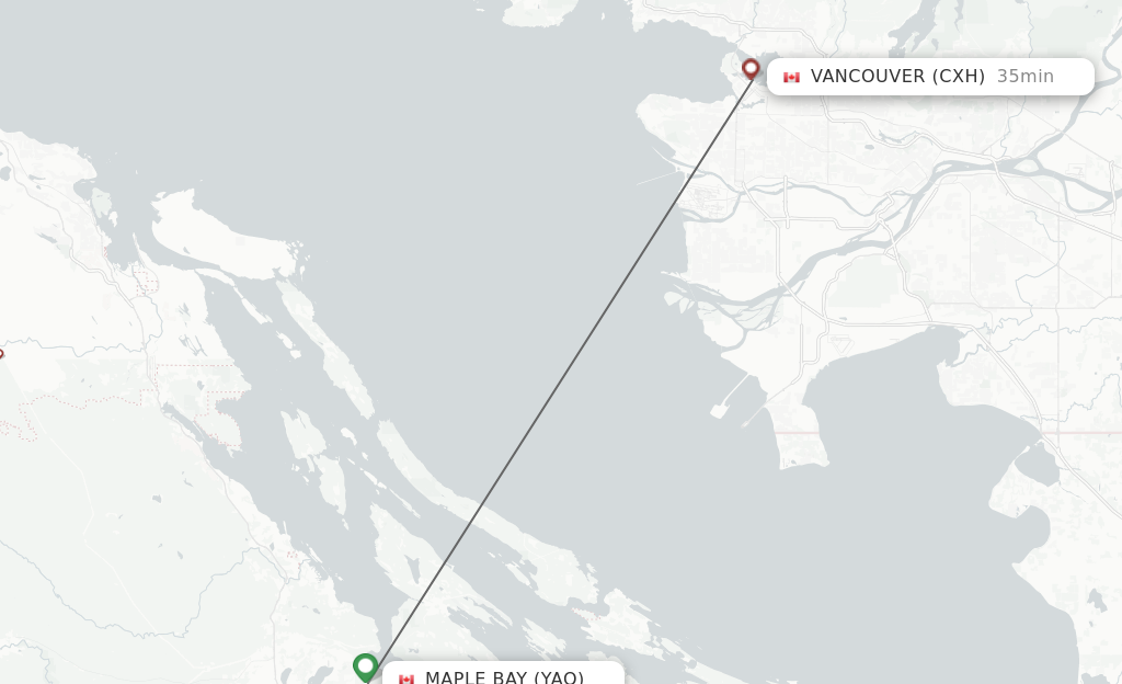 Flights from Maple Bay to Vancouver route map