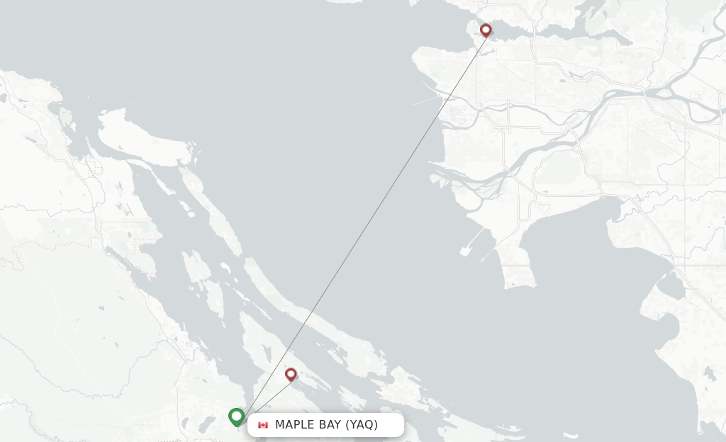 Route map with flights from Maple Bay with Harbour Air