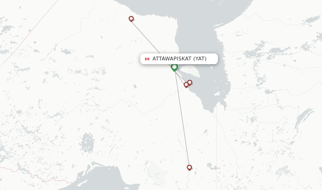 Route map with flights from Attawapiskat with Air Creebec