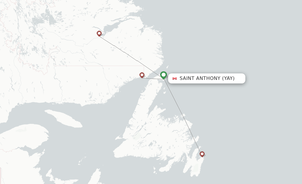 Flights from Saint Anthony to Mary's Harbour route map