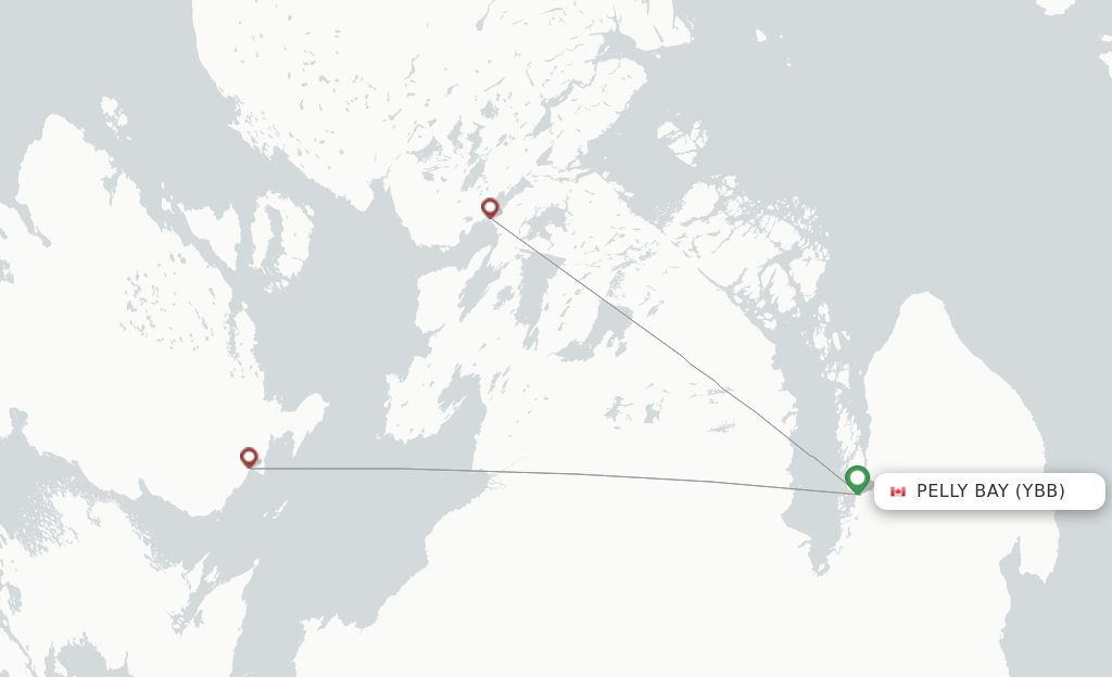 Route map with flights from Pelly Bay with Canadian North
