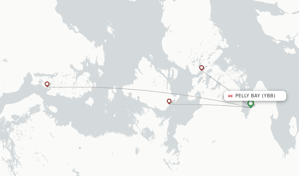 Route map with flights from Pelly Bay with Canadian North