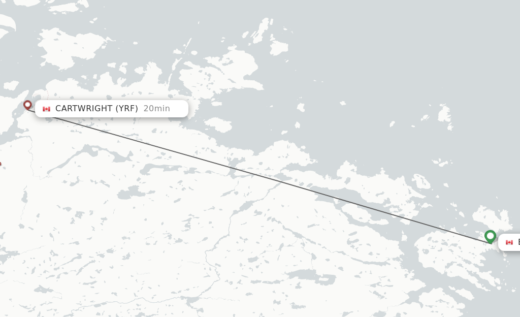 Flights from Black Tickle to Cartwright route map