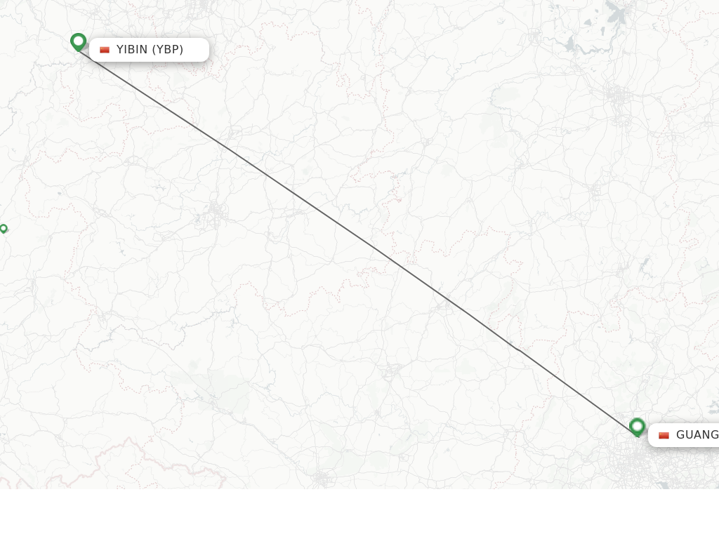Flights from Yibin to Guangzhou route map