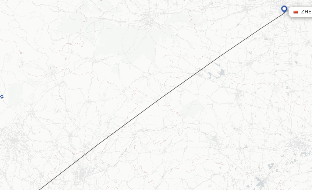 Flights from Yibin to Zhengzhou route map