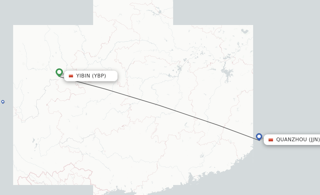 Flights from Yibin to Jinjiang route map