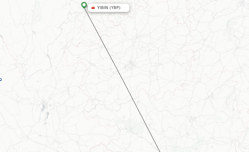 Flights from Yibin to Nanning route map