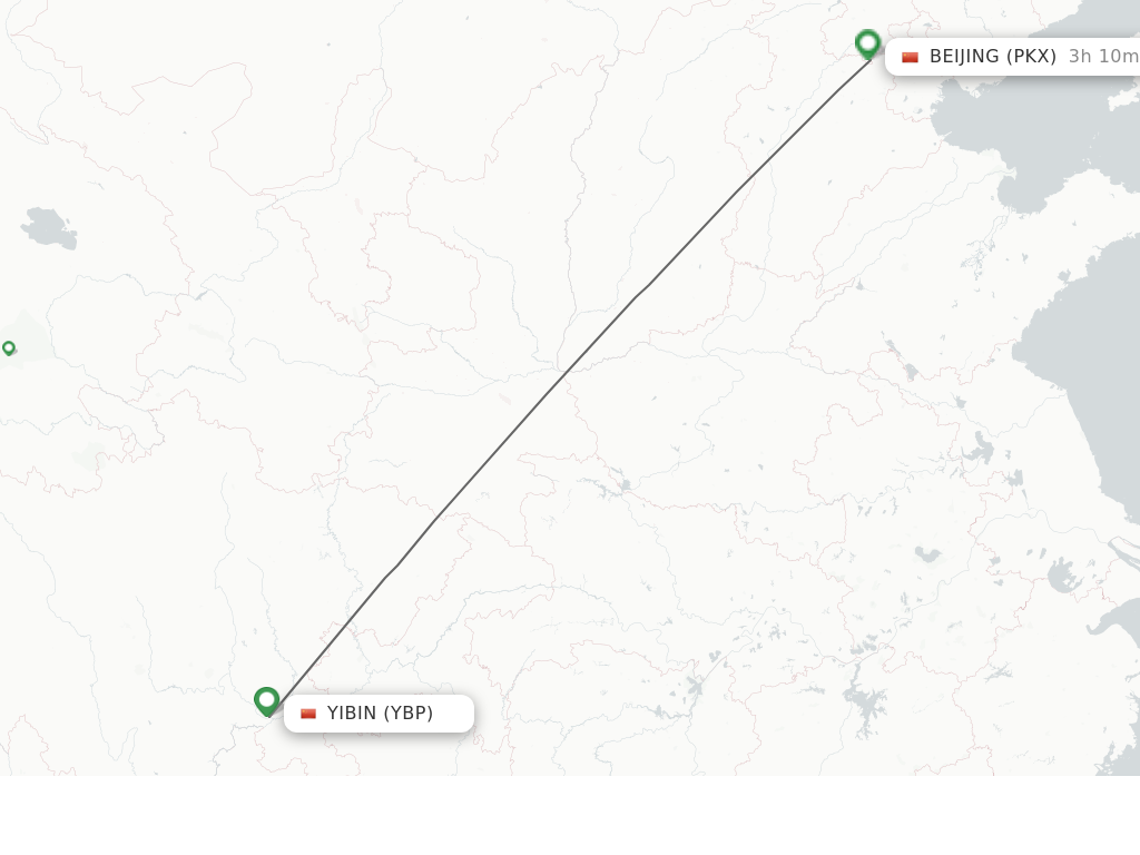 Flights from Yibin to Beijing route map