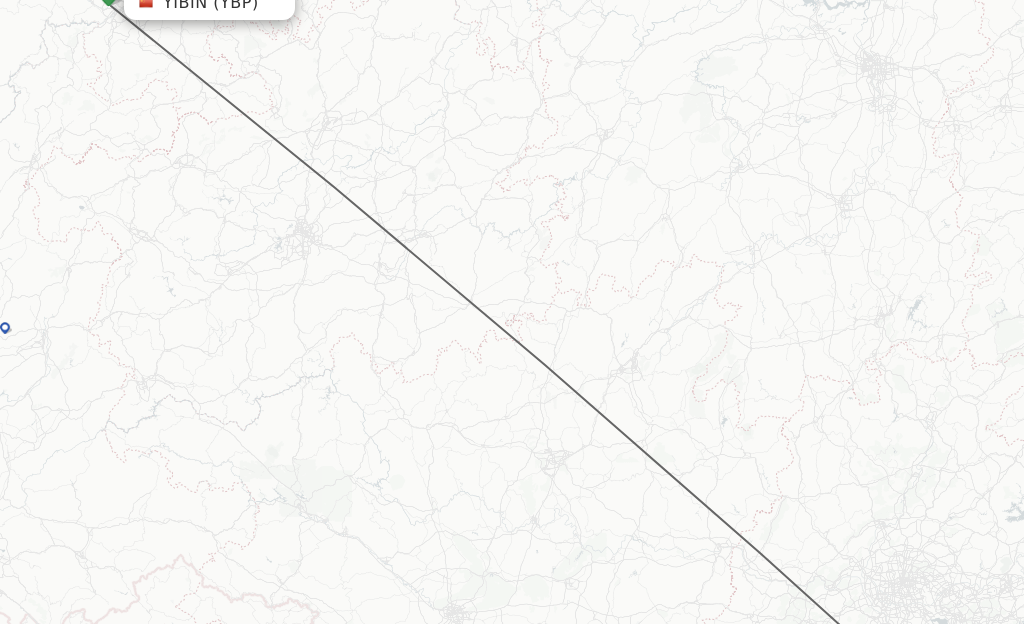 Flights from Yibin to Zhuhai route map