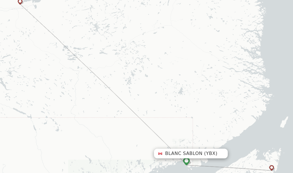 Route map with flights from Blanc Sablon with PAL Airlines