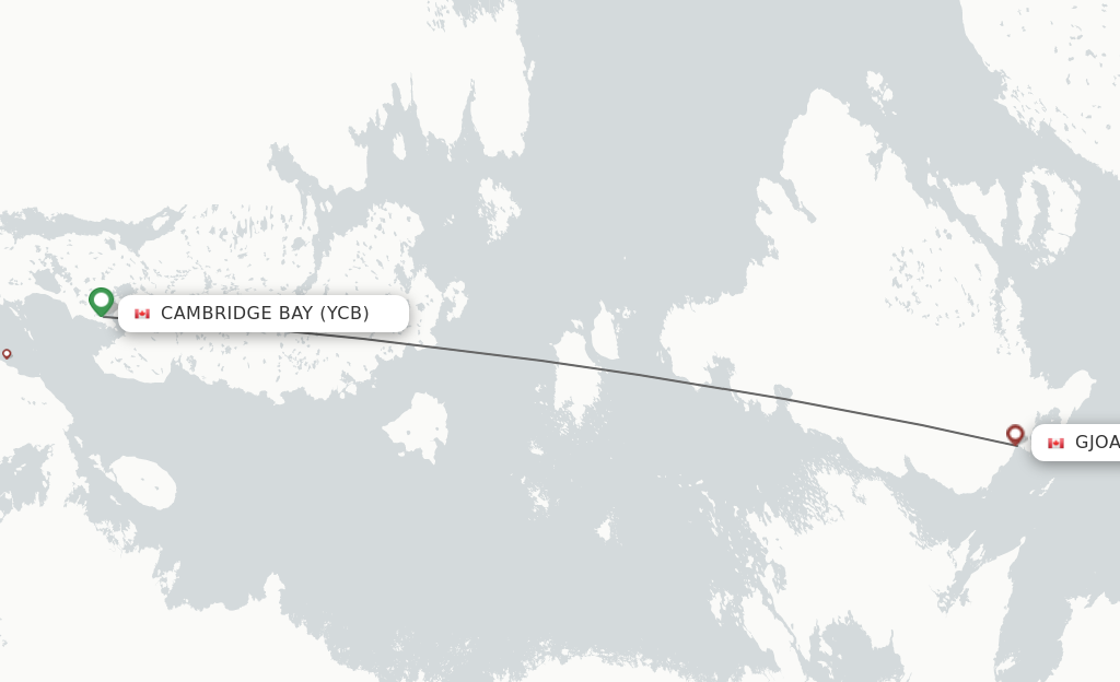Flights from Cambridge Bay to Gjoa Haven route map