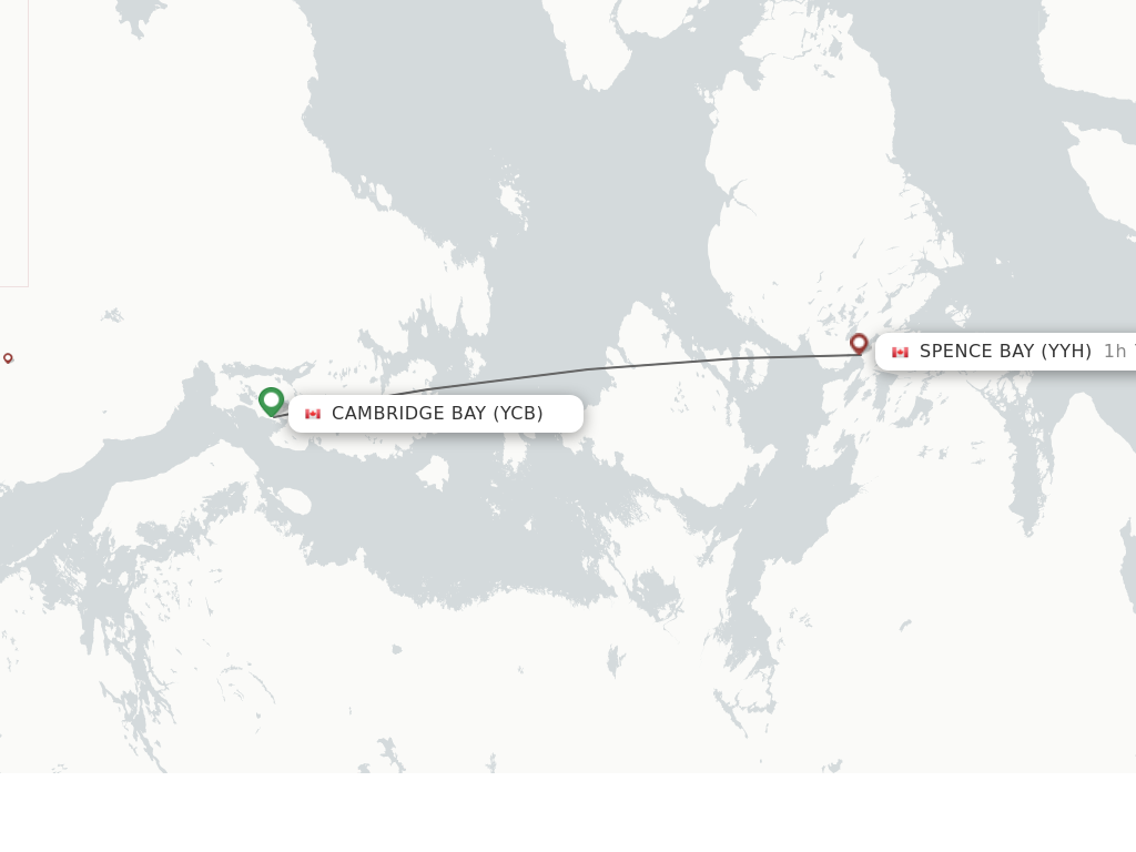 Flights from Cambridge Bay to Spence Bay route map