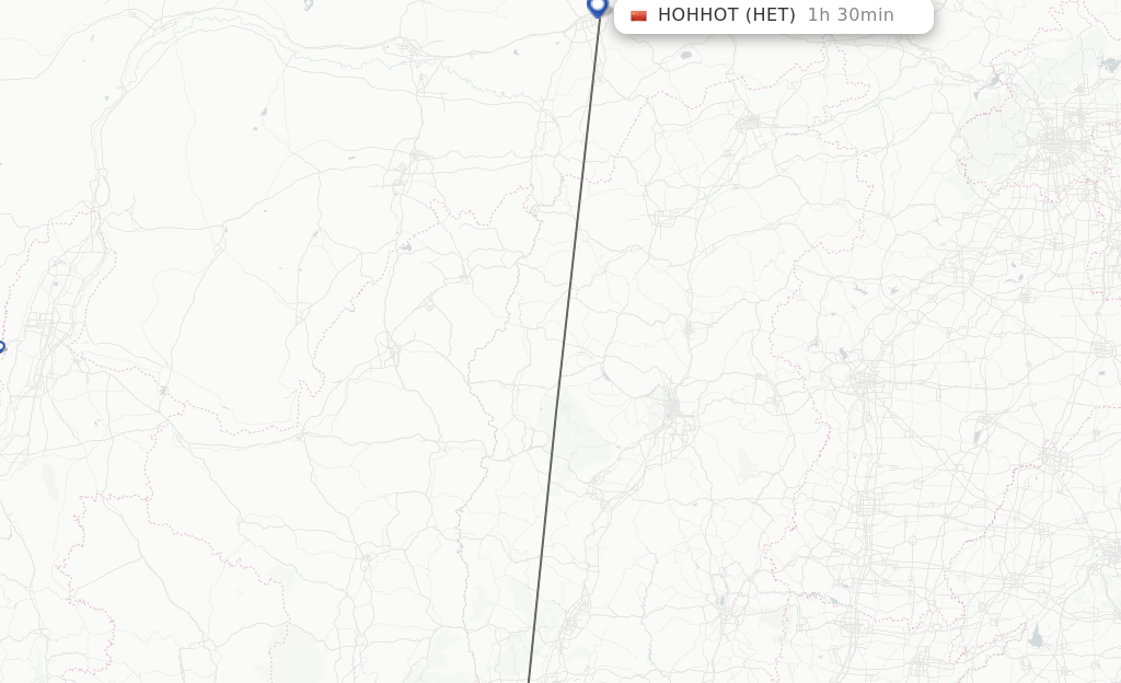 Flights from Yuncheng to Hohhot route map