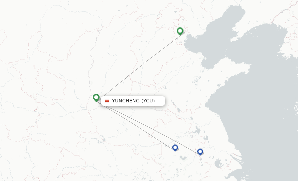Route map with flights from Yuncheng with Xiamen Airlines