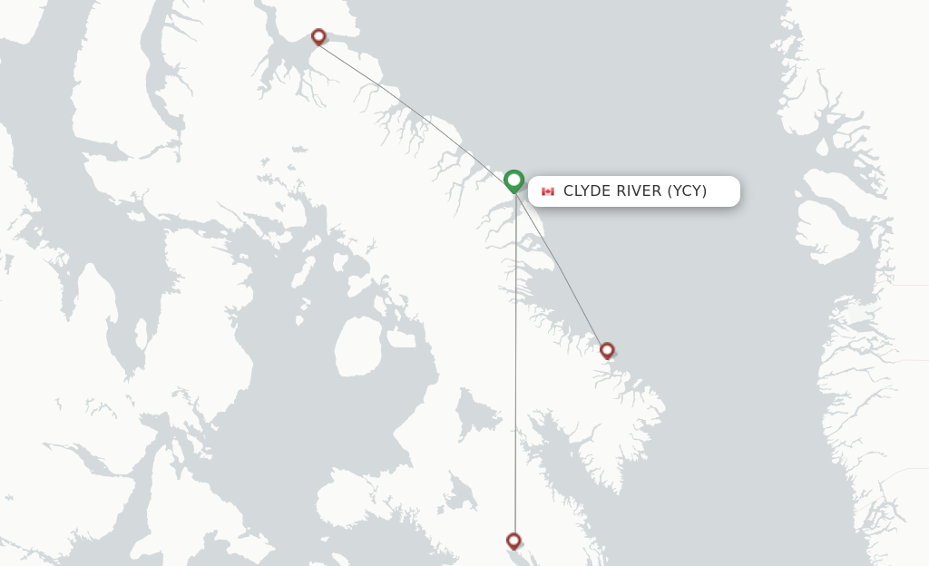 Route map with flights from Clyde River with Canadian North